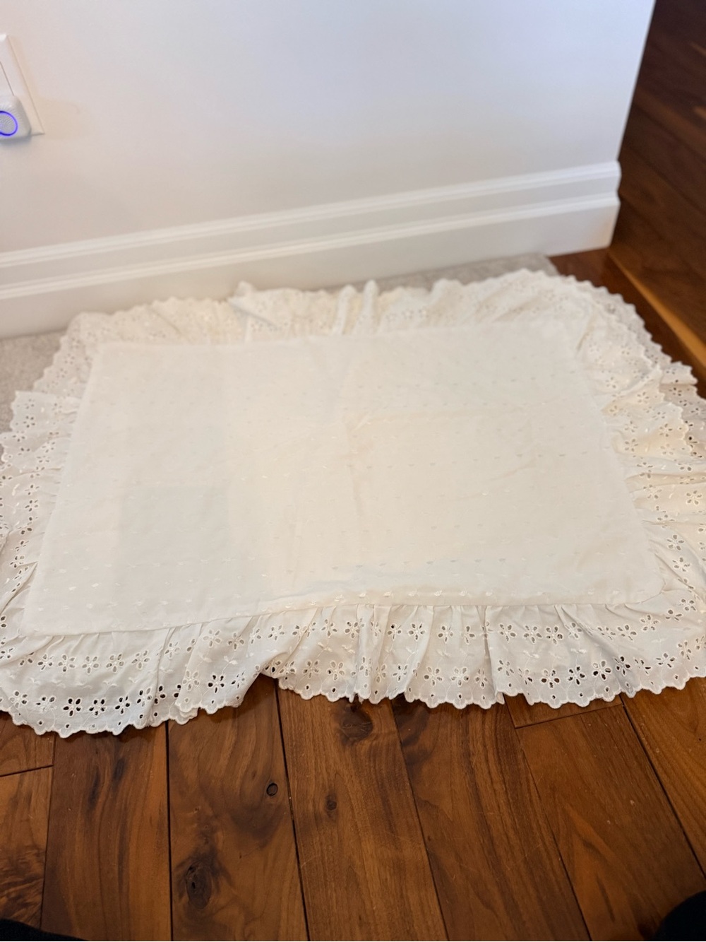 Cream Eyelet Ruffle pillow shams set of 2